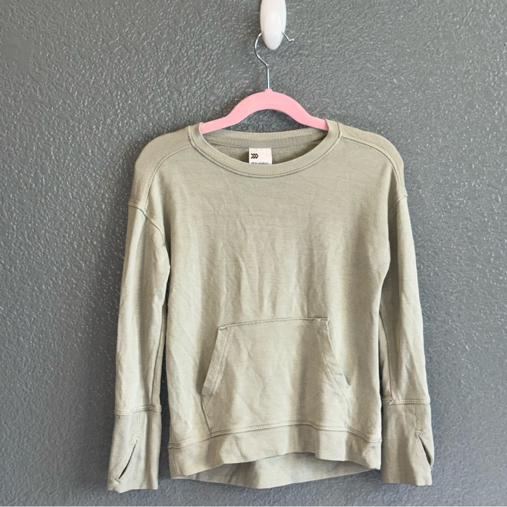 Girls Green Casual All In Motion Size XS 4/5 Long Sleeve Athletic Shirt Top